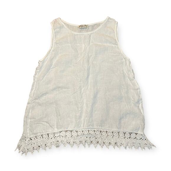 Terzo Millennio White Boho Bohemian Festival Minimalist Lien Shirt Size Large - Picture 1 of 7